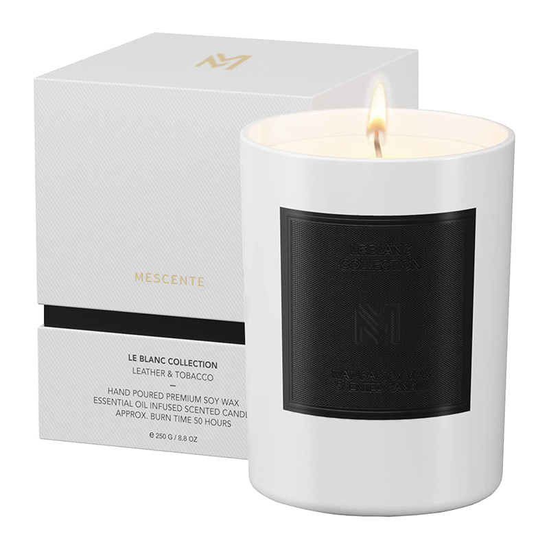 M&Scent Hurtownia niestandardowych, luksusowych zestawów świątecznych świec aromaterapeutycznych z wosku sojowego w czarnych szklanych opakowaniach