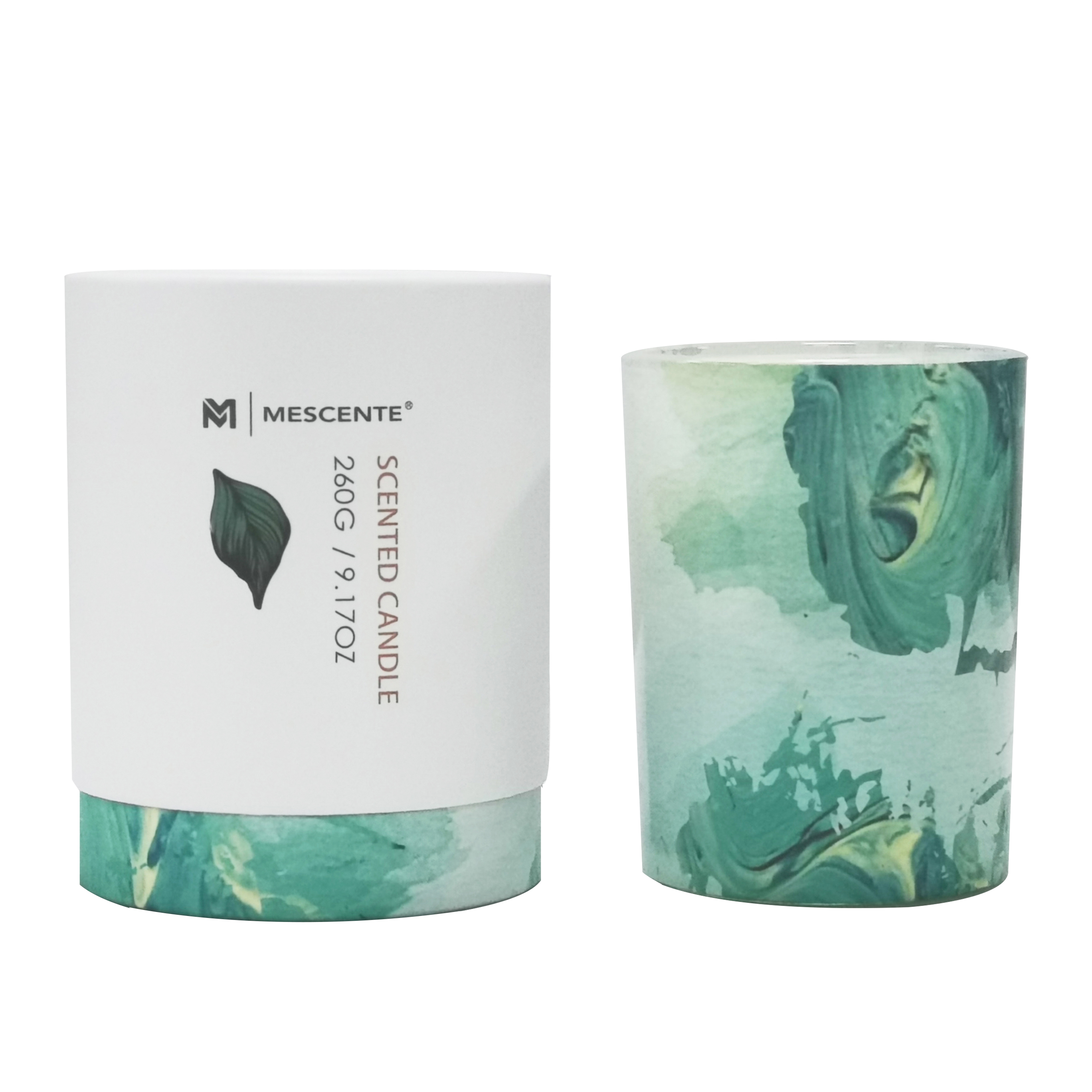 M&Scent hurtowa świeca palmowa z zielonego szkła w szkle, świece duchowe