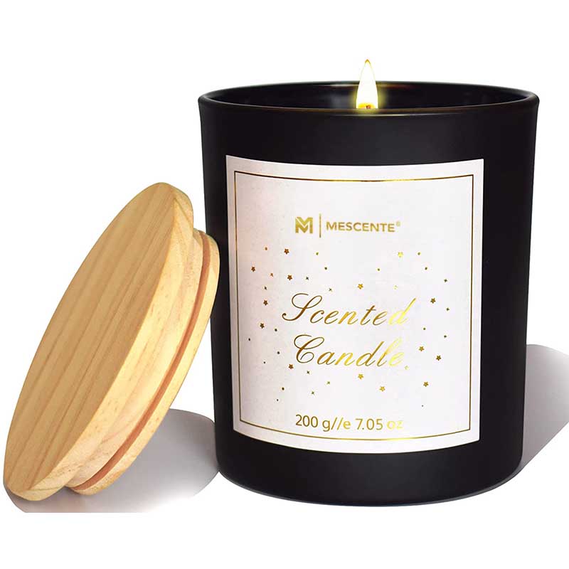M&Scent własne logo Mini okrągła butelka ze szkła kryształowego mocna kawa świece zapachowe z wosku sojowego z pudełkiem luzem