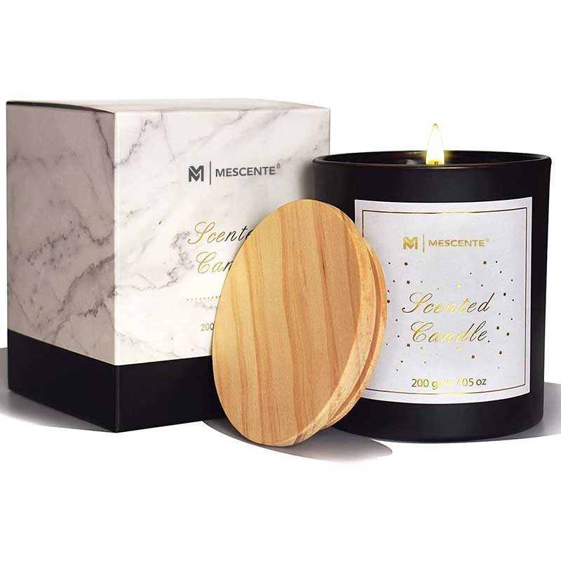 M&Scent własne logo Mini okrągła butelka ze szkła kryształowego mocna kawa świece zapachowe z wosku sojowego z pudełkiem luzem