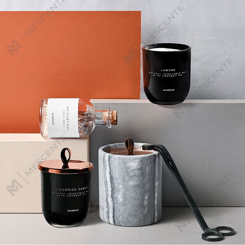 M&Scent Hurtownia luksusowych dekoracji na zamówienie Prywatna marka Świece zapachowe z wosku sojowego z czarnego szkła i kryształu