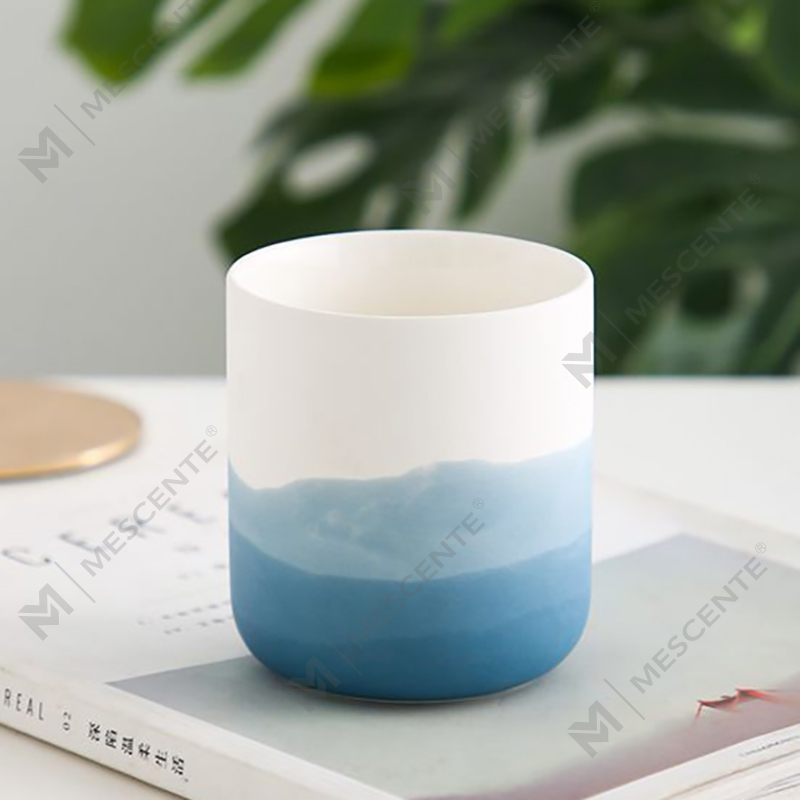M&Scent Dekoracyjny ceramiczny niebiesko-biały wazon stożkowy Świecznik na Tealight, latarnie i słoiki na świece