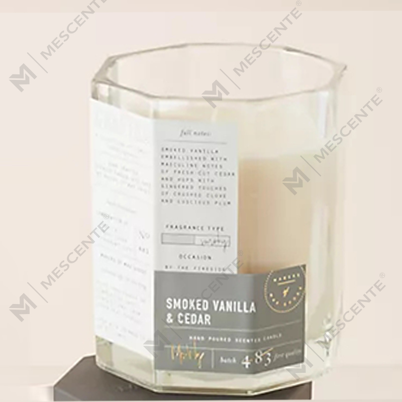 M&Scent Niestandardowe luksusowe drewniane wieczko Bawełniany knot Szklane naczynie Mieszanka wosku sojowego Jesienna rzemieślnicza szklana świeca
