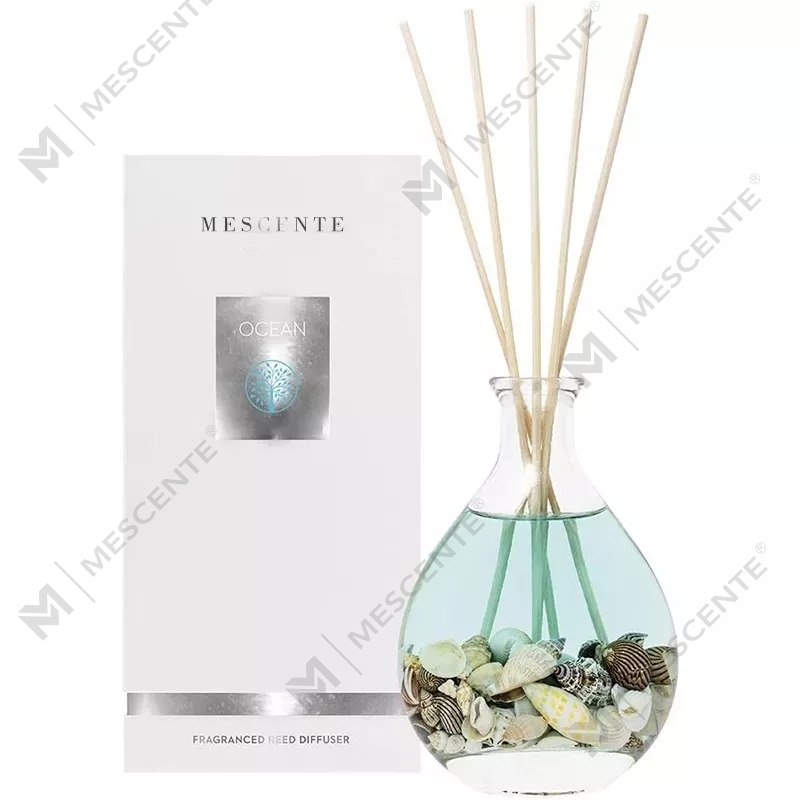 M&Scent hurtowe, luksusowe zestawy dyfuzorów trzcinowych z rattanu w szklanych butelkach własnej marki, z korkiem